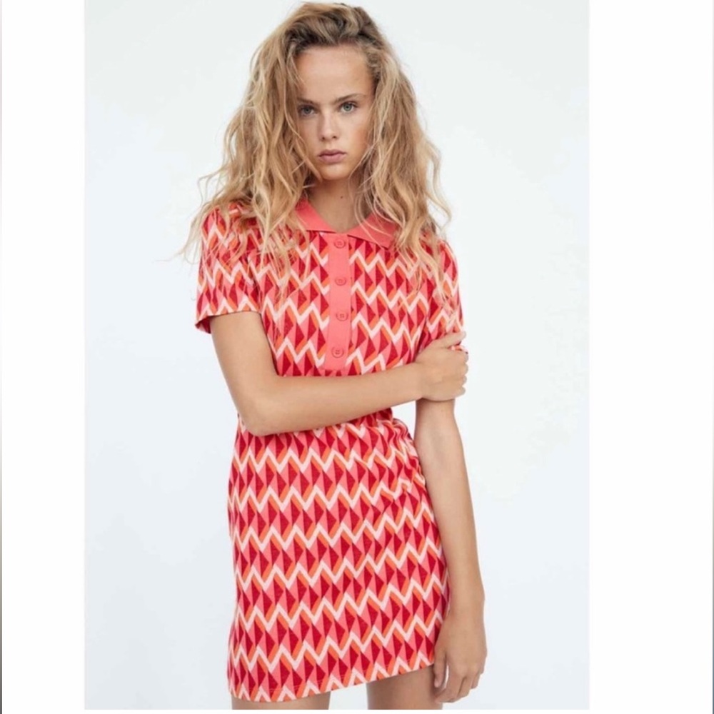 Zara pink and orange collared dress